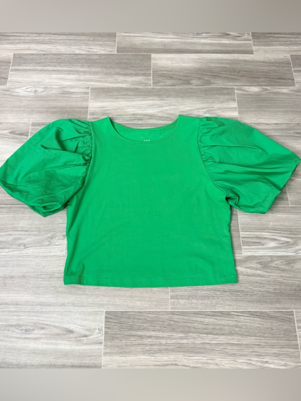 a new day Green Puff Sleeve Crop Top